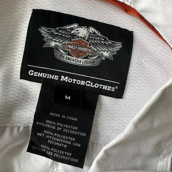 HARLEY DAVIDSON men's white genuine motorcycle biker rider shirt SIZE MEDIUM - Picture 7 of 12
